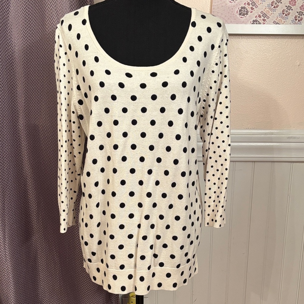 Polka Dot Women's Top - Black and Cream